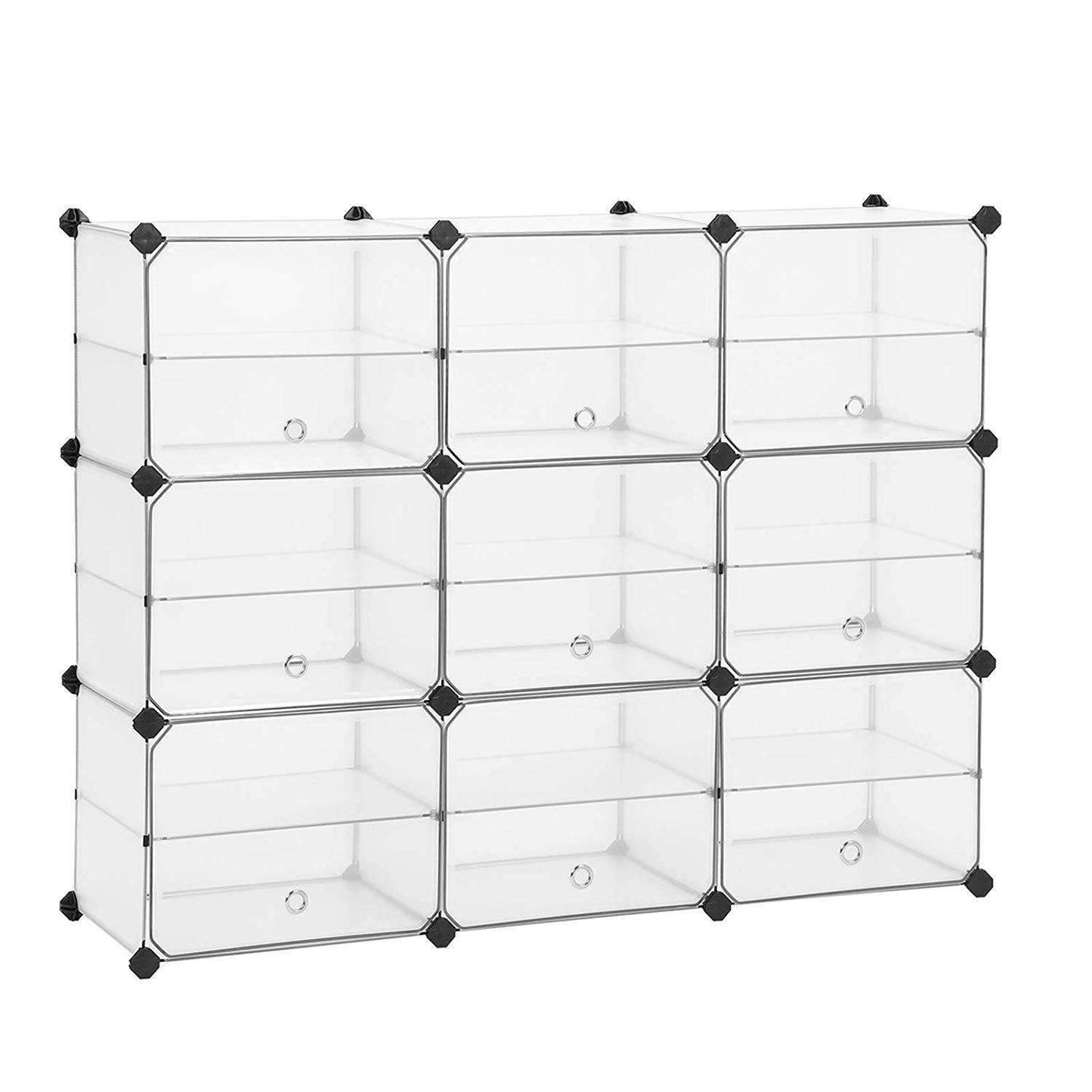 Nancy's Shoe Cabinet Transparent - Storage Cabinet - Transparent Shelf Cabinet - Shoe Cabinets - 9 Pairs of Shoes - 123 x 31 x 93 cm