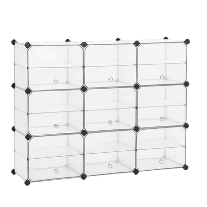 Nancy's Shoe Cabinet Transparent - Storage Cabinet - Transparent Shelf Cabinet - Shoe Cabinets - 9 Pairs of Shoes - 123 x 31 x 93 cm