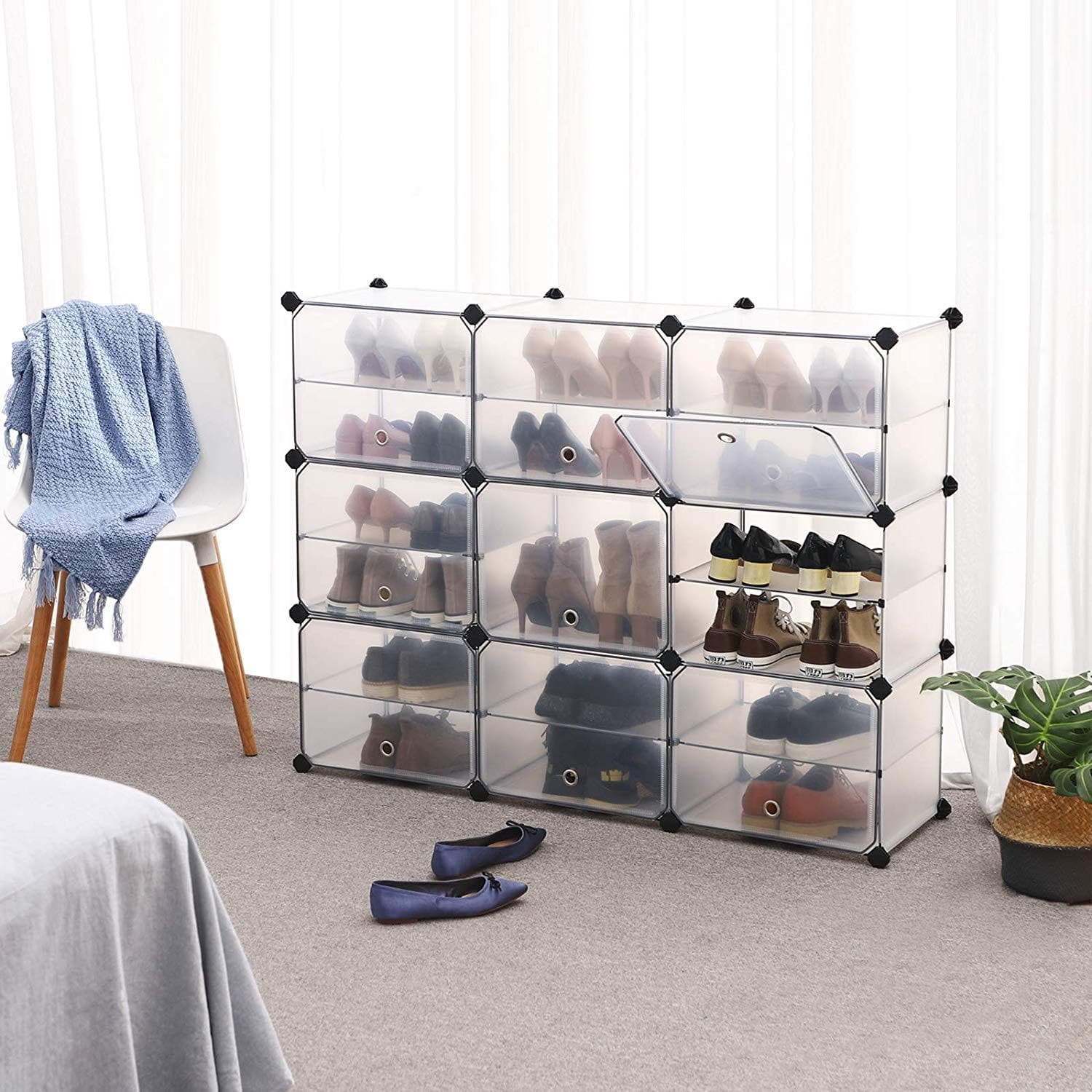 Nancy's Shoe Cabinet Transparent - Storage Cabinet - Transparent Shelf Cabinet - Shoe Cabinets - 9 Pairs of Shoes - 123 x 31 x 93 cm