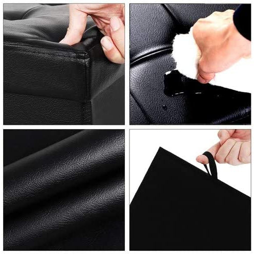 Nancy's Hocker - Zwarte Leren Zitstoel Met Opslag - Poef