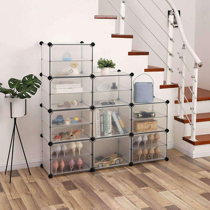 Nancy's Shoe Cabinet Transparent - Storage Cabinet - Transparent Shelf Cabinet - Shoe Cabinets - 9 Pairs of Shoes - 123 x 31 x 93 cm