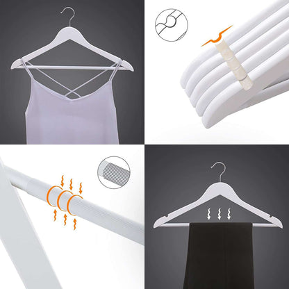 Nancy's Kledinghanger Set van 50 - Houten Kleerhangers met Broeklat - Kledinghangers