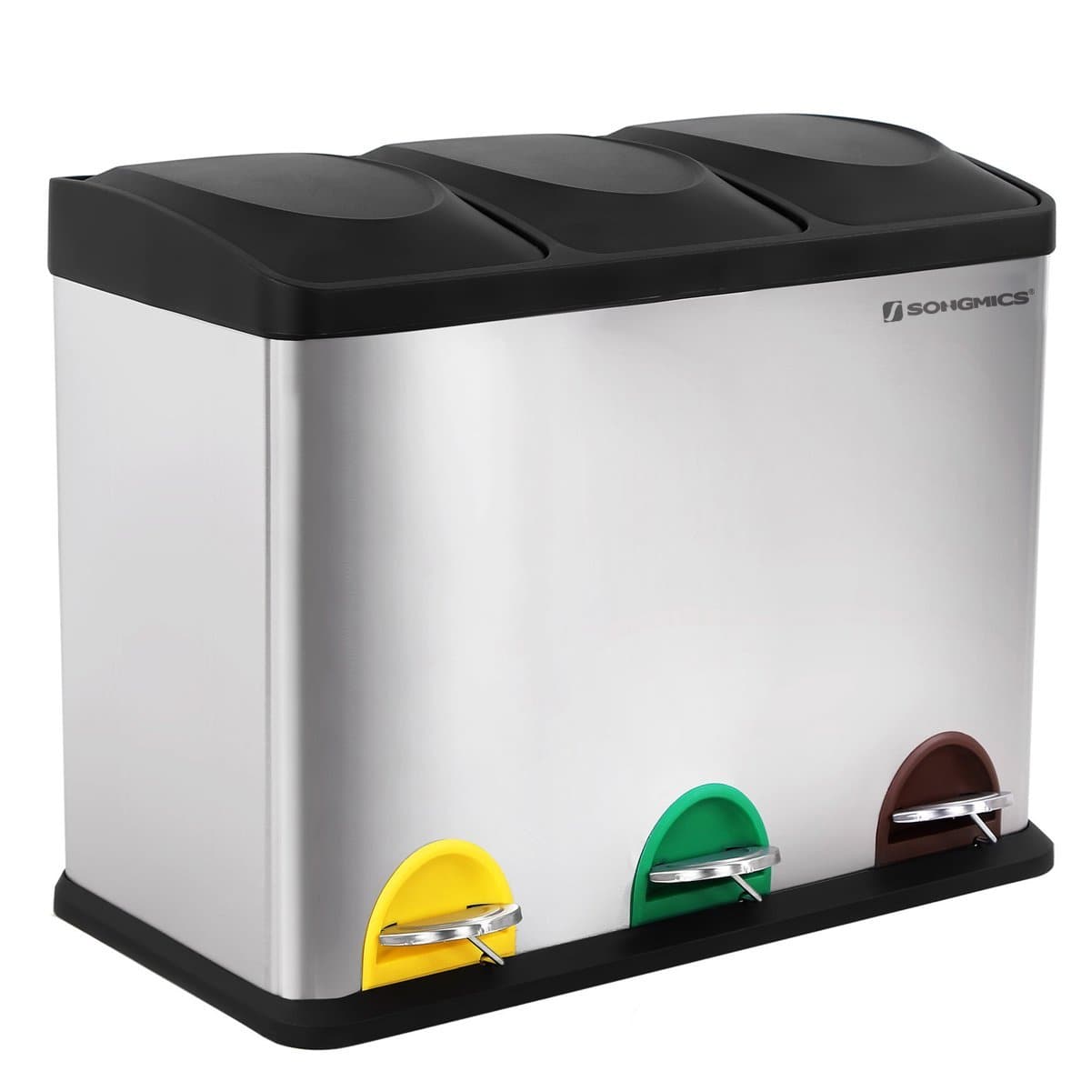 Nancy's Driedubbele Afvalbak RVS - Pedaalemmer - 3x 15L - Afvalscheidingprullenbakken - Nancy HomeStore