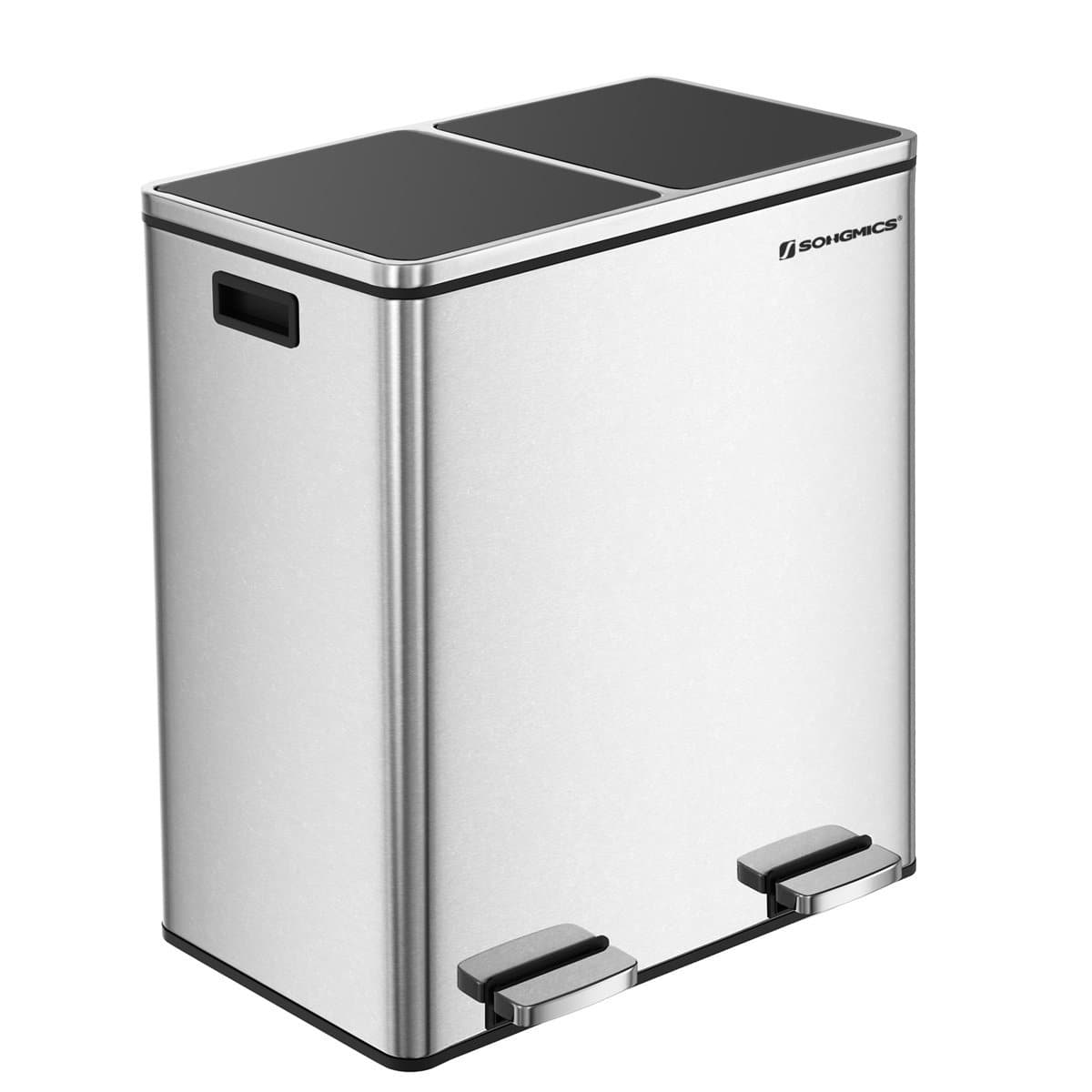 Nancy's XL Metal Duo Trash Can - 2 Compartments Waste Separation - 2x30 Liter Waste Separation Pedal Bin