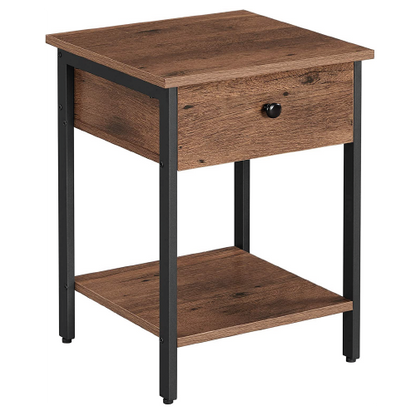 Nancy's Glendale Industrial Bedside Table - Side Table - Bedside Tables - 2 shelves - Brown/Black/Greige - Metal - 40 x 40 x 55 cm
