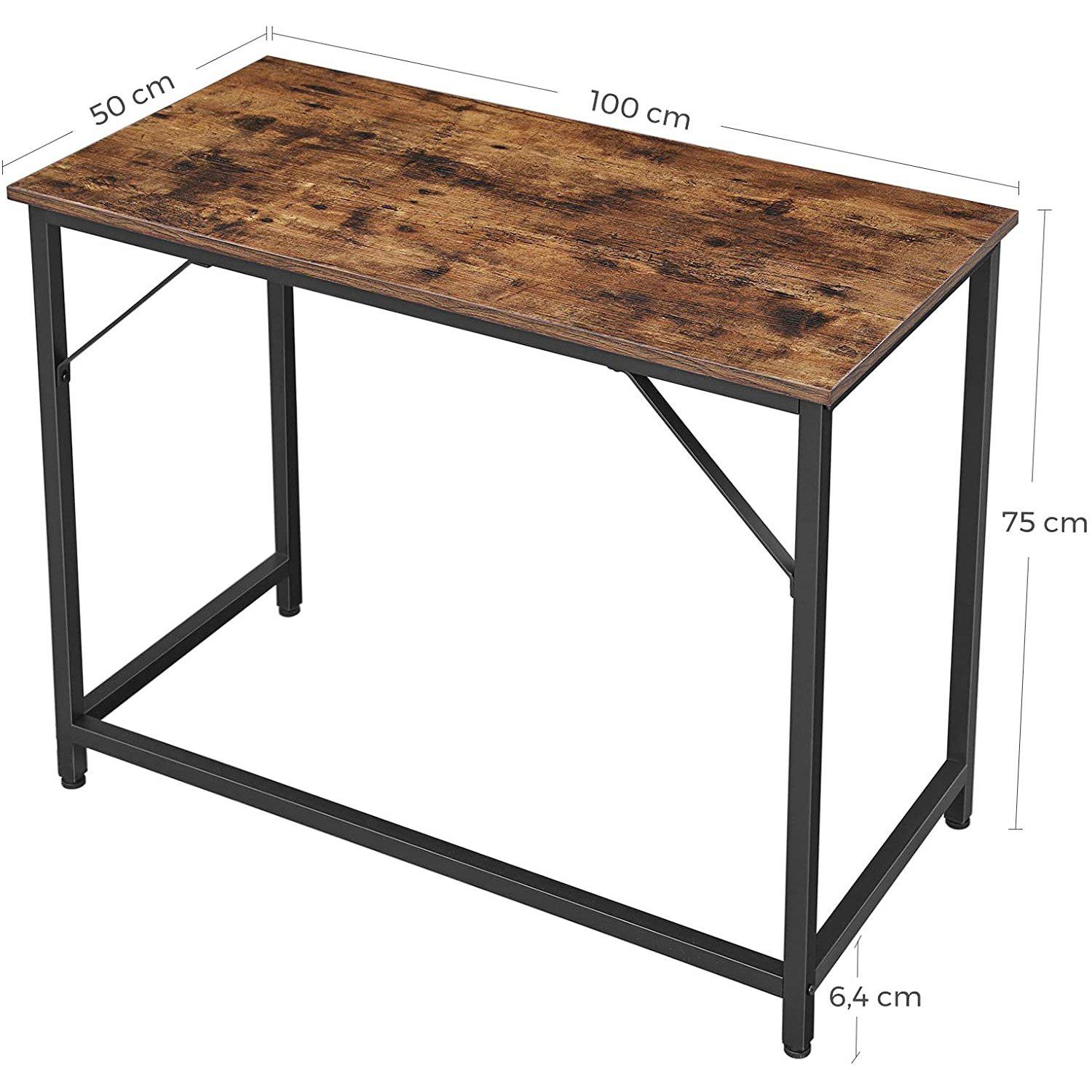Nancy's Whatcom Bureau - Industriële Werktafel - Computertafel - Bruin / Zwart - 100 x 50 x 75 cm
