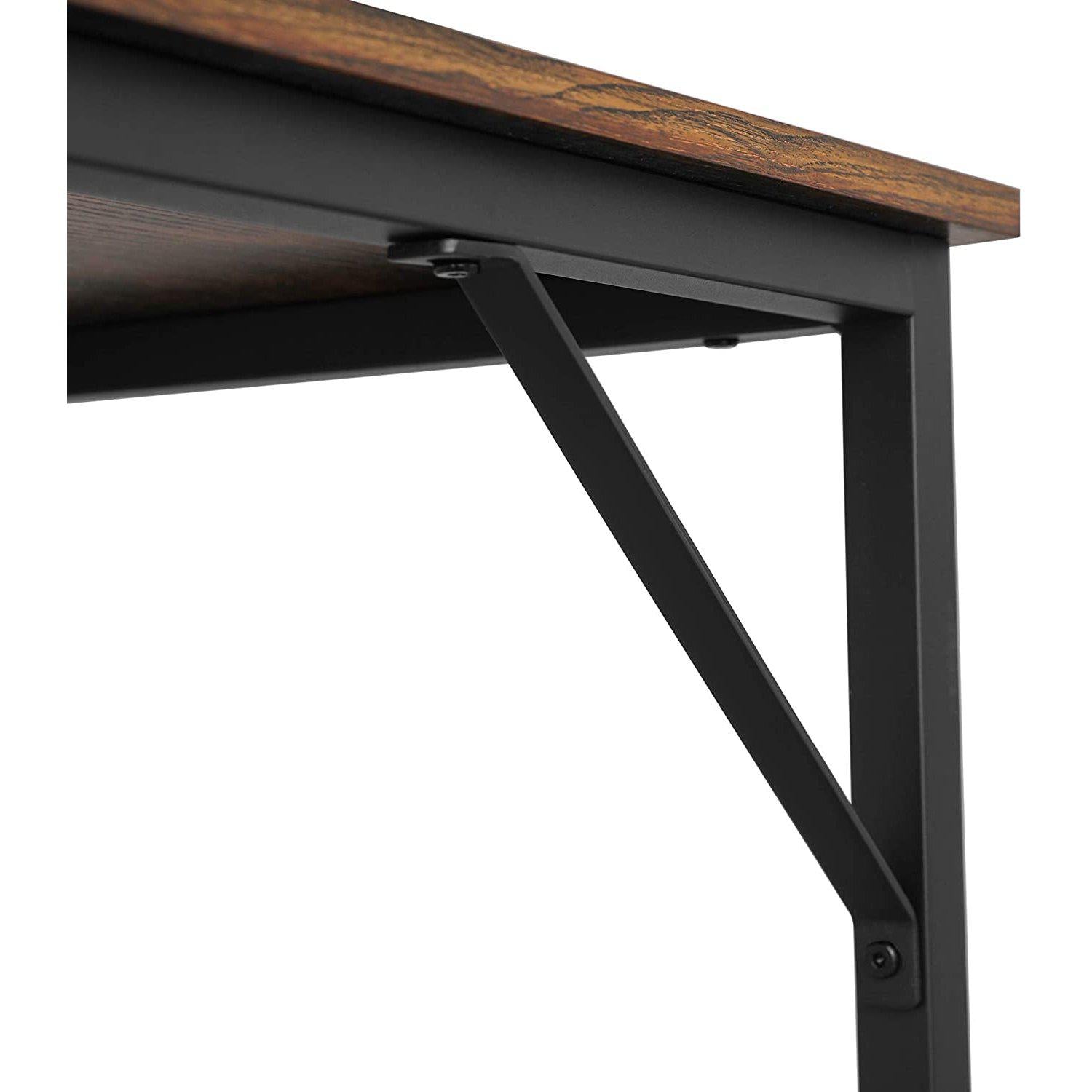 Nancy's Whatcom Bureau - Industriële Werktafel - Computertafel - Bruin / Zwart - 100 x 50 x 75 cm