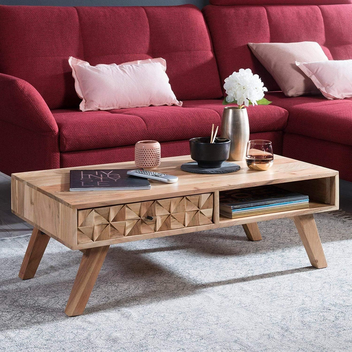 Nancy's Muaba Salontafel - Koffietafel - Massief Acaciahout - 95 x 50 x 35 cm