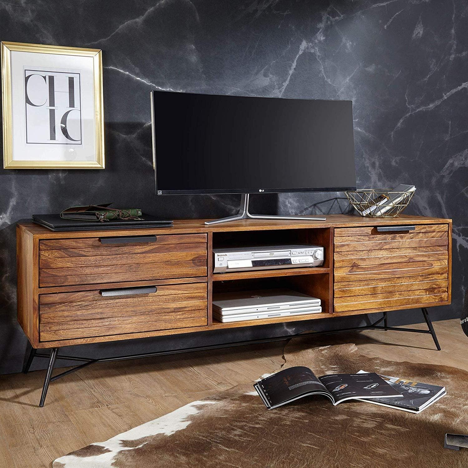 Nancy's TV Cabinet - Solid Wooden TV Cabinet - Lowbord Sheesham - Coffee Table - 160 x 54 x 40 cm