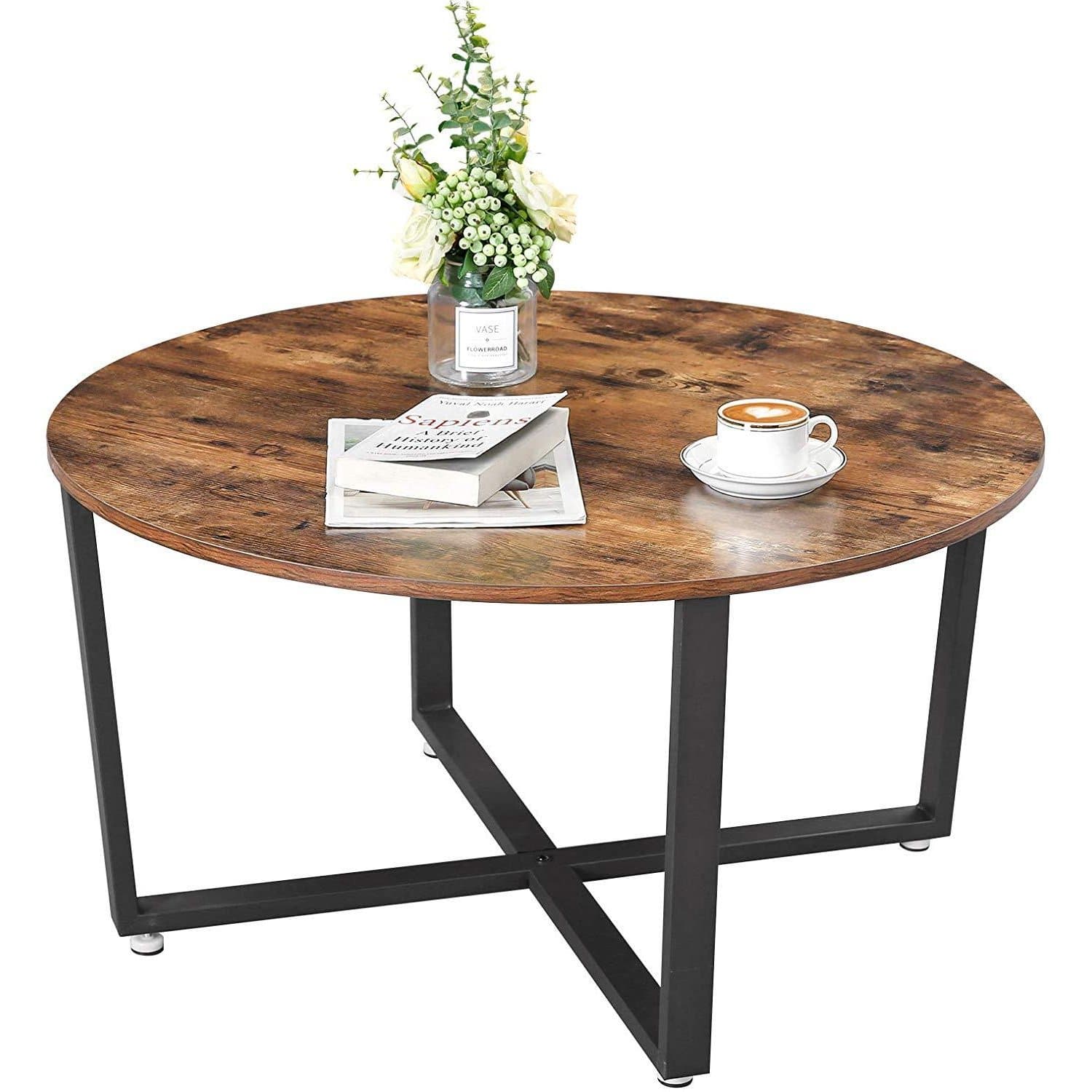 Nancy's Ronde Salontafel - Industriële Stijl - Bijzettafel - Koffietafel - ± Ø 90 x 45 cm