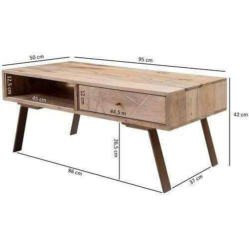 Nancy's Sibria Salontafel - Koffietafel - Bruin / Goudbruin - Mangohout / Staal - ± 95 x 50 x 40 cm