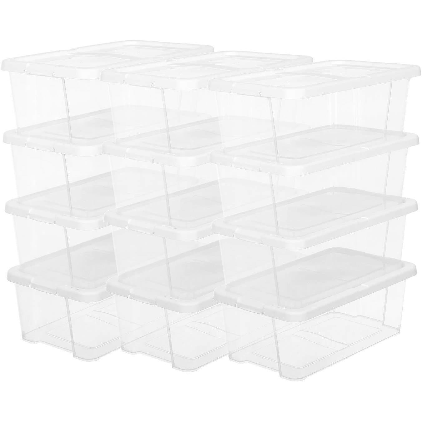 Boîte à chaussures de Nancy - Lot de 12 - Boîte de rangement transparente - Couvercle en plastique - 35 x 20 x 12,5 cm