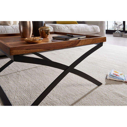 Table basse industrielle de Nancy - Table de salon en bois - Bois de Sesham - 63 x 39 x 63 cm