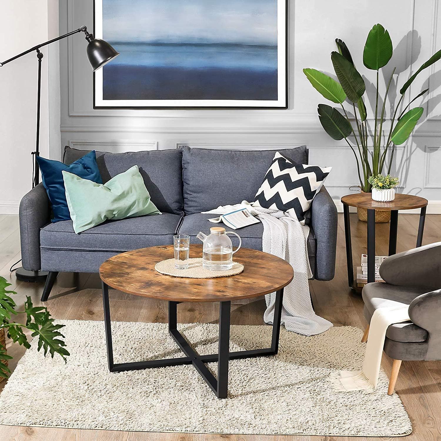 Nancy's Ronde Salontafel - Industriële Stijl - Bijzettafel - Koffietafel - ± Ø 90 x 45 cm