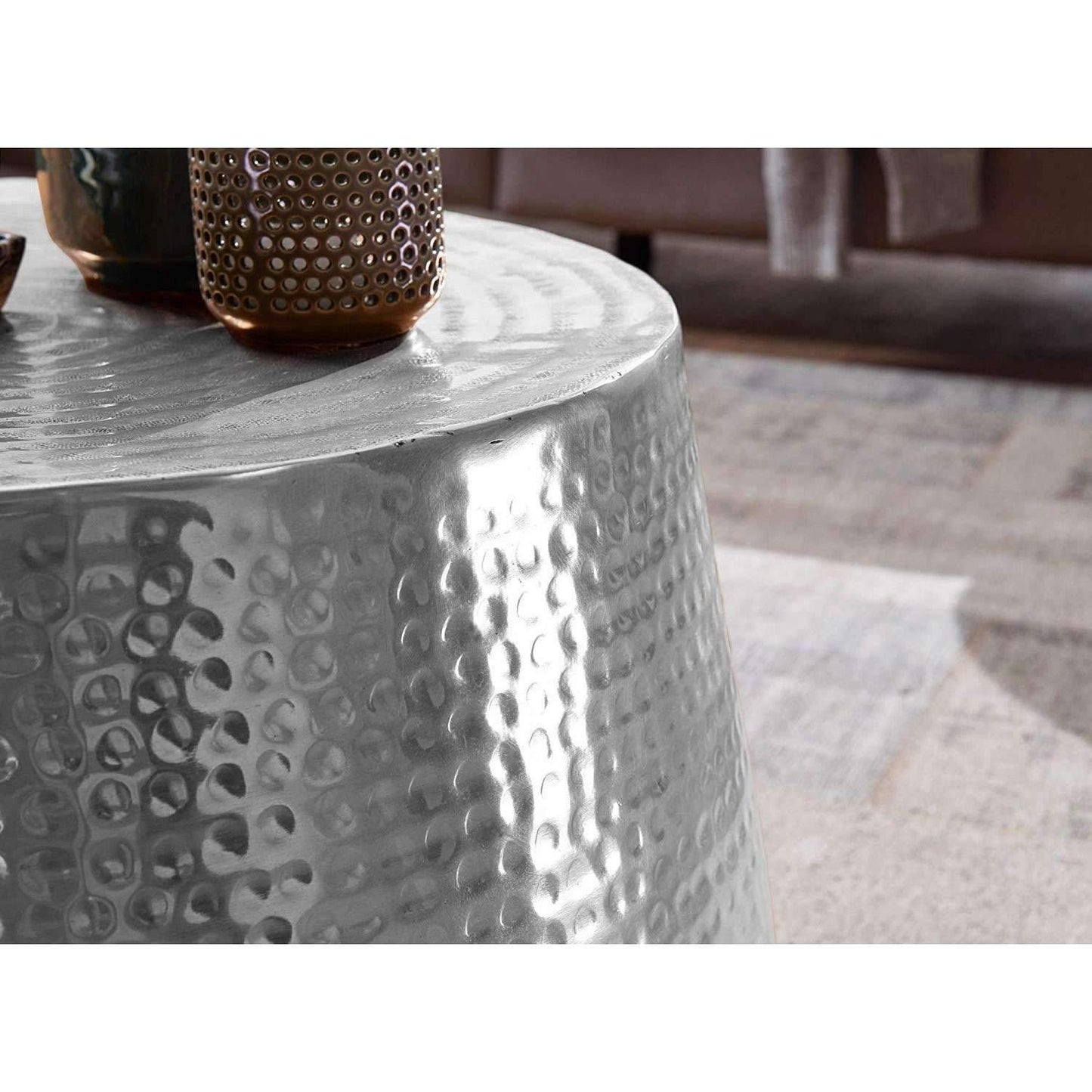 Tables basses en aluminium de Nancy - Table de salon - Argent - 60 x 36 x 60 cm