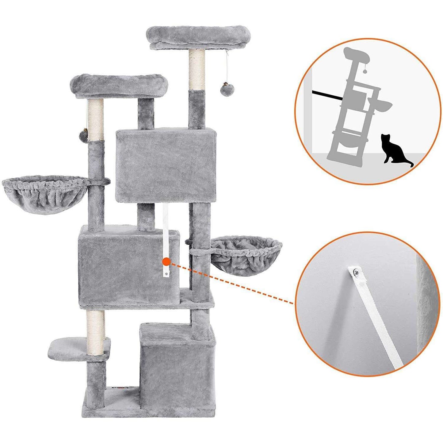 Nancy's Kattenboom met 3 kattengrotten - 164 cm - Kattenhuis - Krabpaal - Kattenboom - Katten Krabpalen