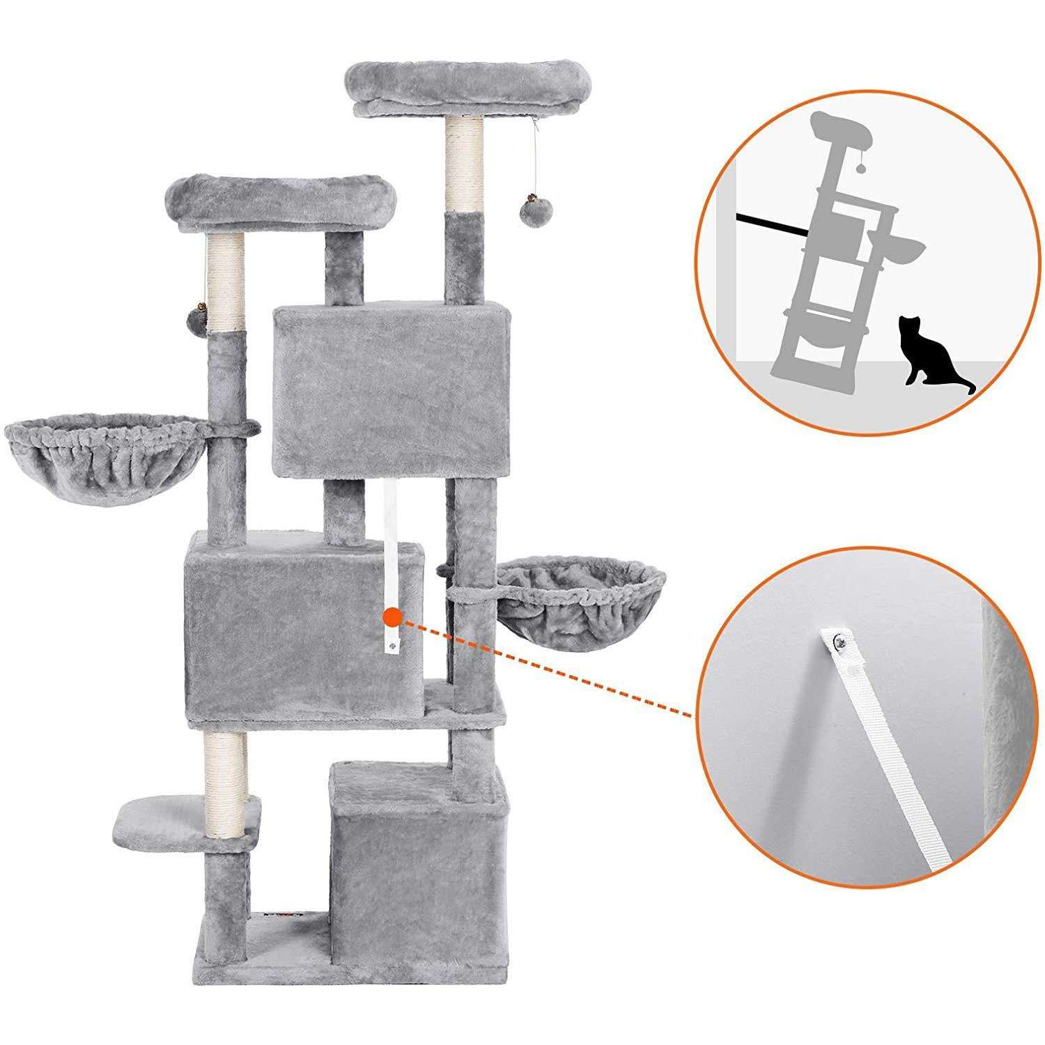 Nancy's Kattenboom met 3 kattengrotten - 164 cm - Kattenhuis - Krabpaal - Kattenboom - Katten Krabpalen