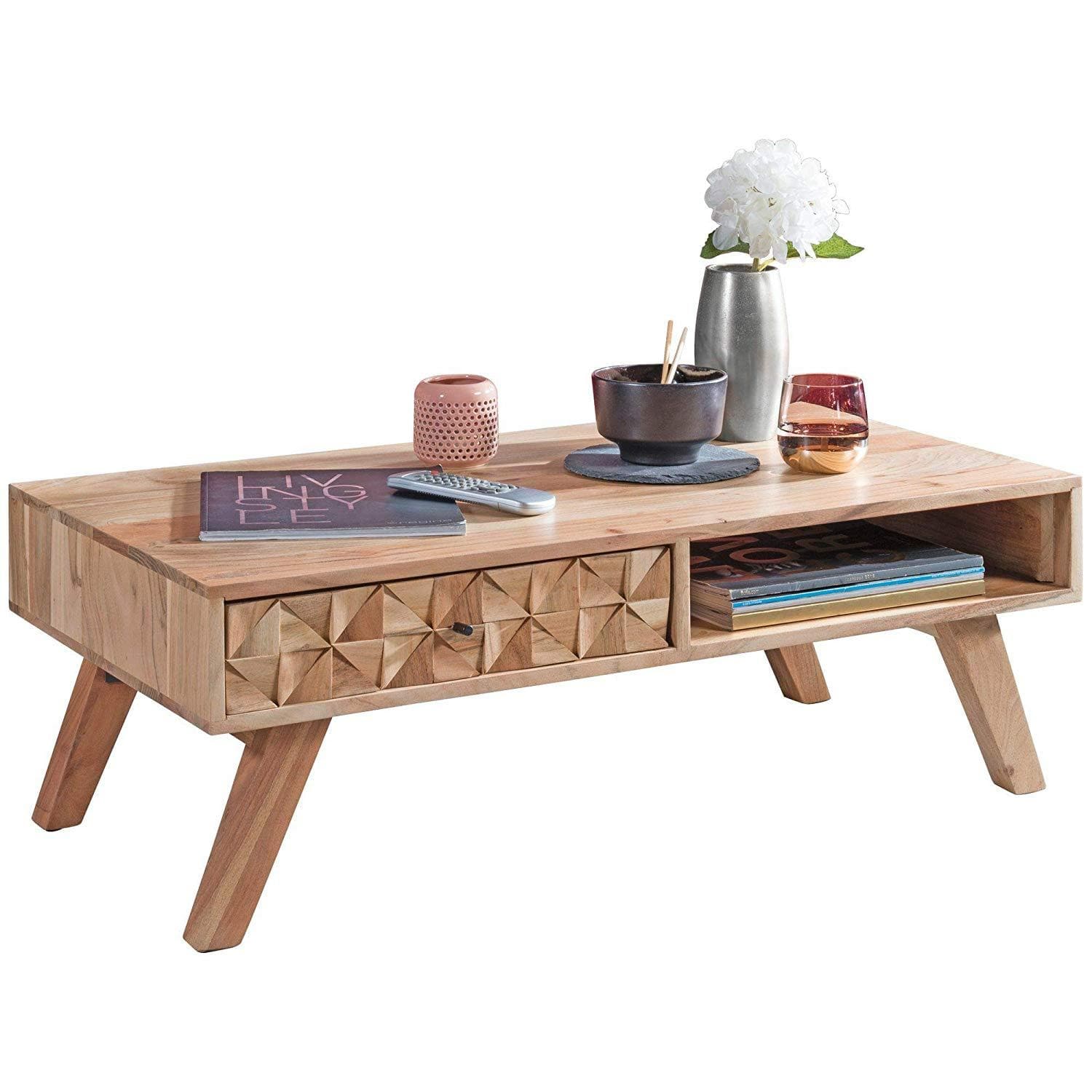 Nancy's Salontafel Hout - Handgemaakte Salontafel - Koffietafel - Acacia Hout - 95 x 35 x 50 cm