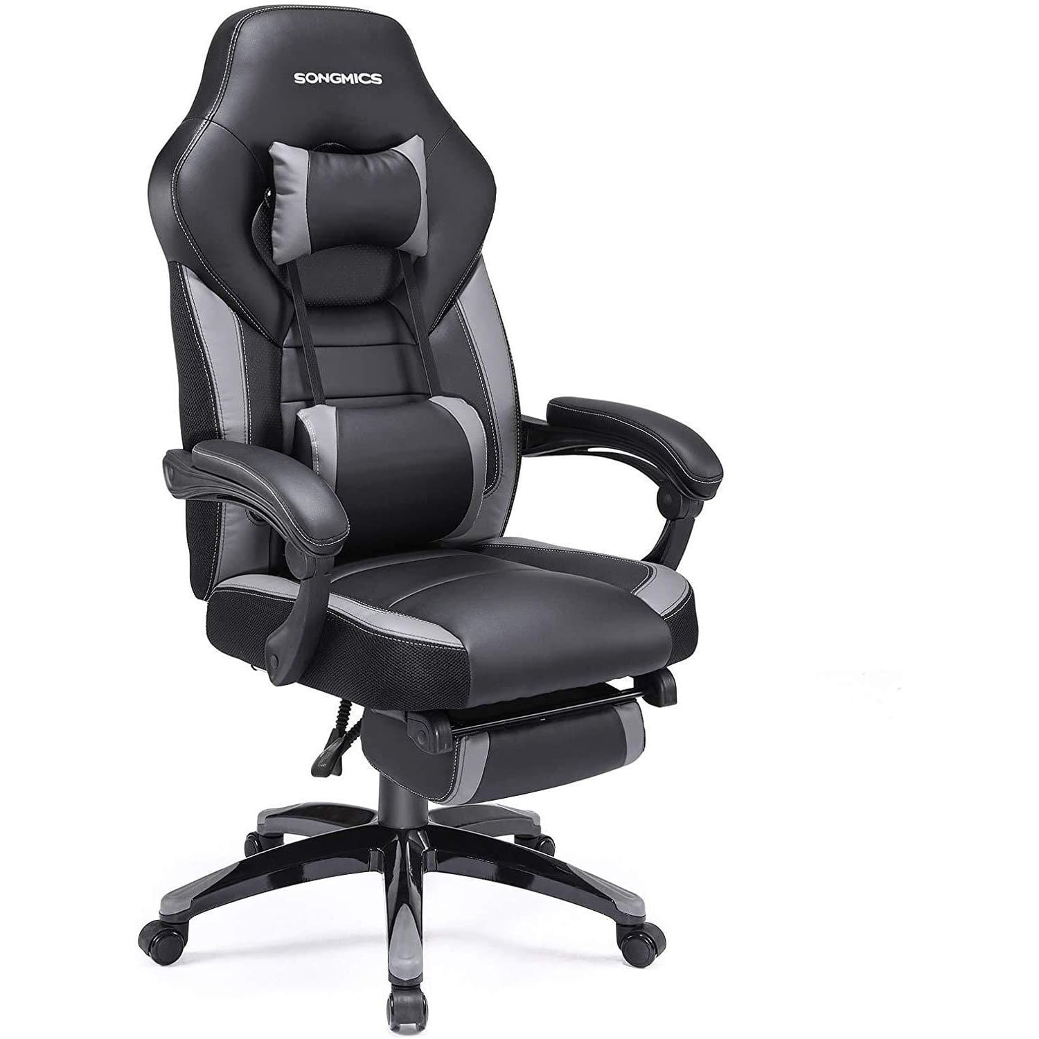 Nancy's Gaming Chair - Office Chair with Footrest - Black-gray
