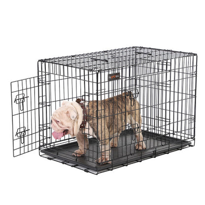 Cage à chien de Nancy - Banc - Caisse à chien - 2 portes - Chiens - Chenil - 92,5 x 57,5 ​​x 64 cm