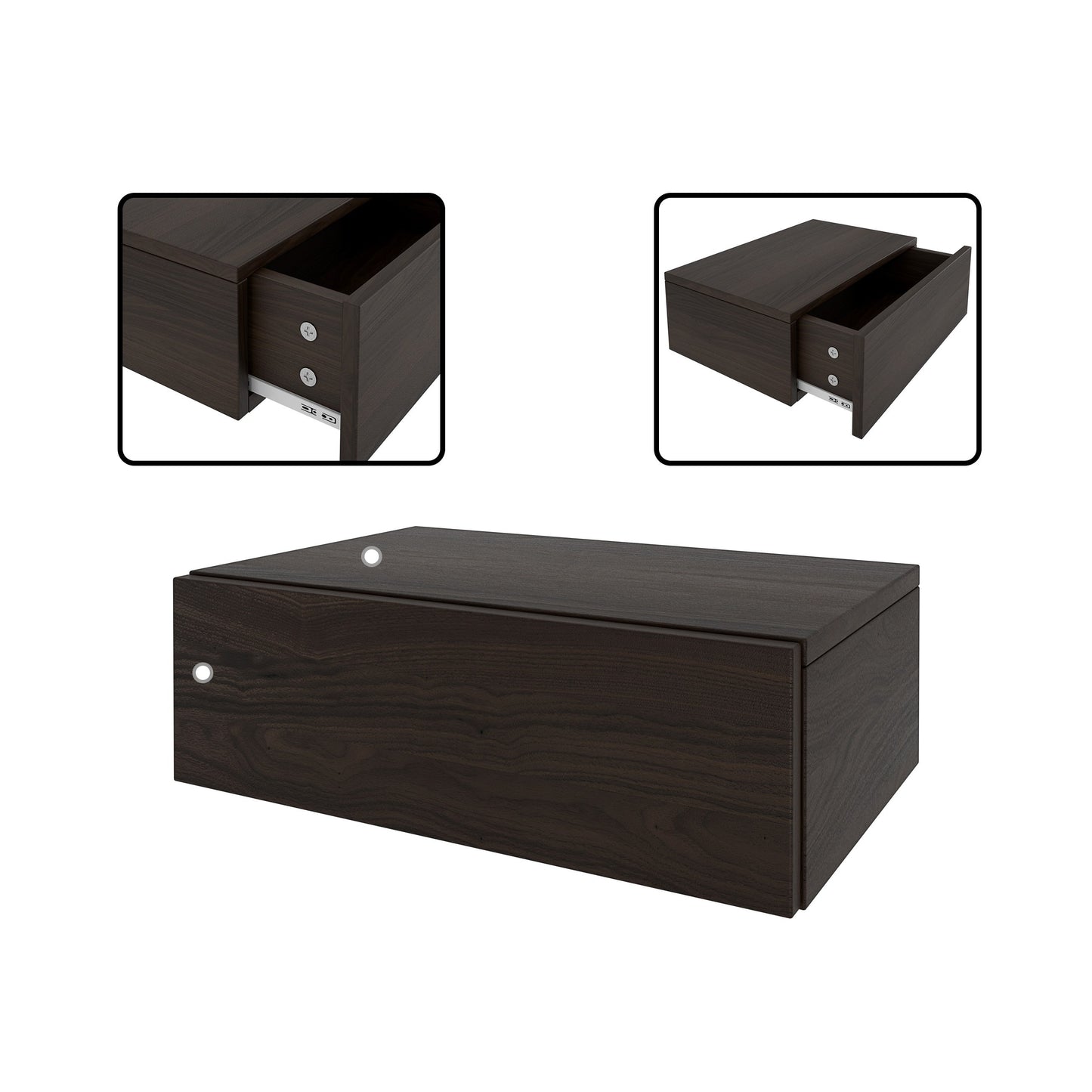 Table de chevet à tiroir flottant Frisco de Nancy avec espace de rangement - Blanc/Noir/Beige/Noyer