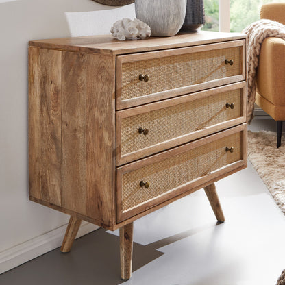 Nancy's Newton Dressoir - Massief Mangohout - Handgemaakt - Ladekast - Houten Kast - 80 x 75 x 40 cm - Bruin - Industrieel